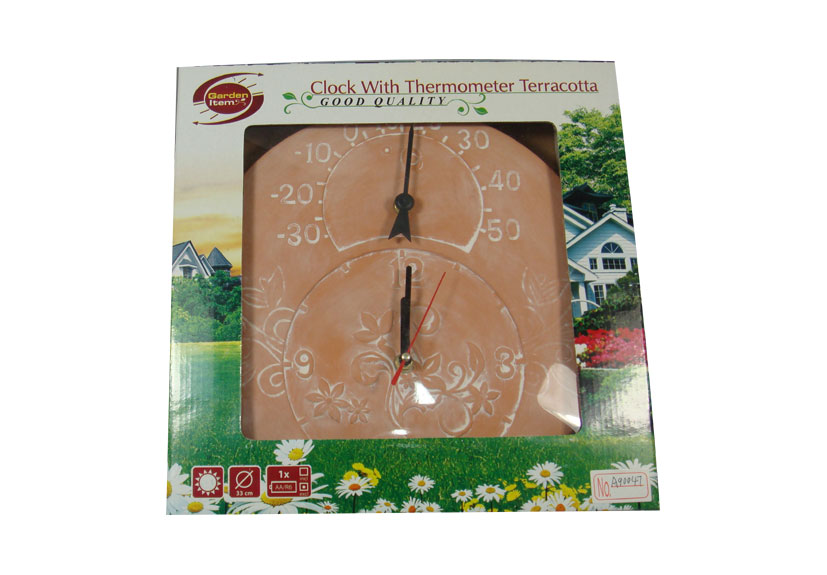 Terracotta Clock With Thermometer