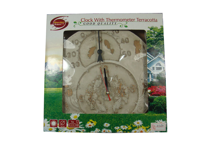 Terracotta Clock With Thermometer