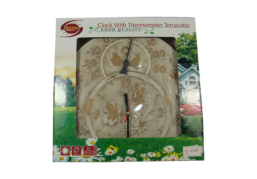 Terracotta Clock With Thermometer