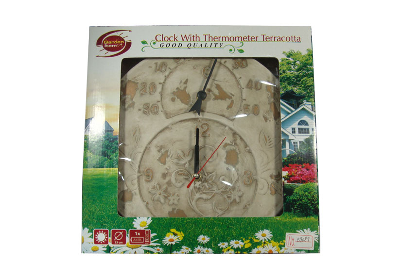 Terracotta Clock With Thermometer